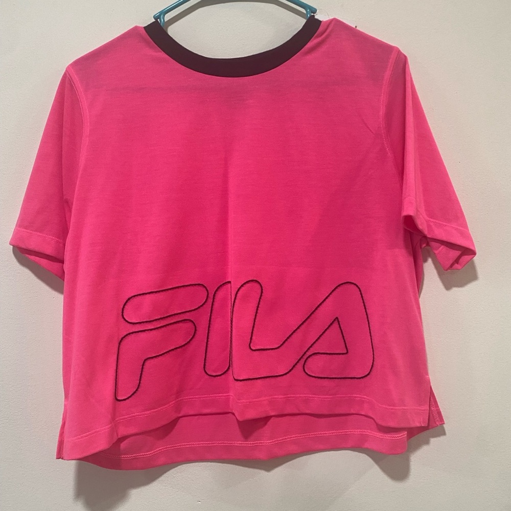 Fila Pink Boxy Graphic Crop Top‎